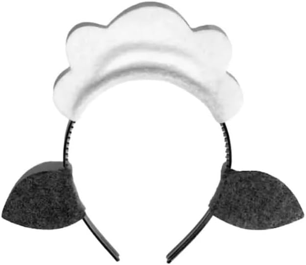 6 Headbands Sheep lamb ears farm barnyard animals Halloween costume men women White and charcoal grey - Image 2