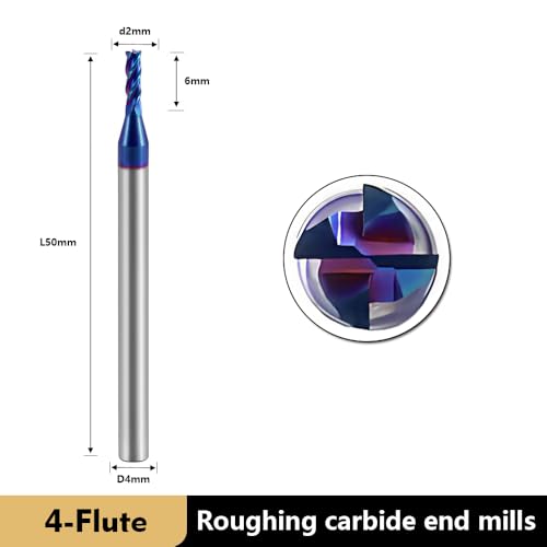 Image of Carbide Square End Mills-4 Flute HRC65 TiSiN Coated,for Milling Alloy Steels, Hardened Steel, Metal etc.1 Pcs D2x50mm