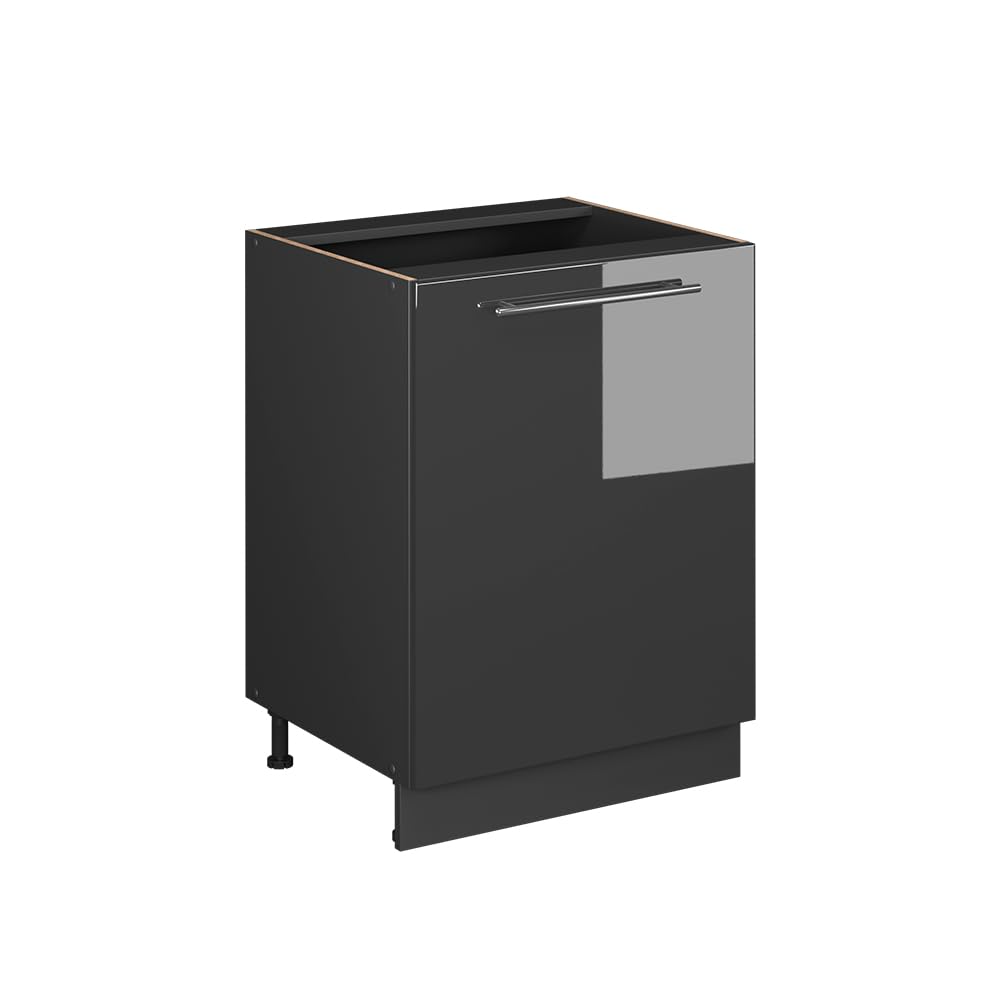 Vicco Kitchen base cabinet Fame-Line, Anthracite gloss/Anthracite, 60 cm