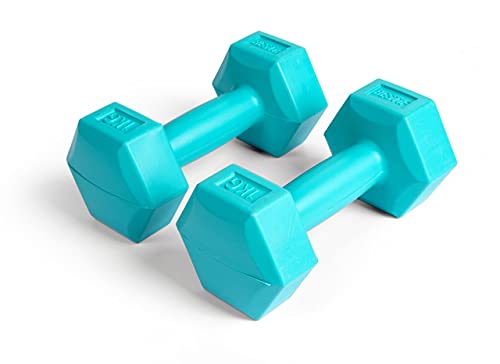 Foto von BESTIF Hantelset Hanteln 2er Set Kunststoff Kurzhantel | Gewicht 2x1kg | Hexagon Hantel für Aerobic Gymnastik Fitness Training