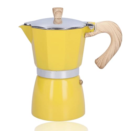 Jwthee Cafetera, cafetera italiana de 300 ml Cafetera cafetera clásica y elegante de 6 tazas para capuchino o leche (Amarillo)