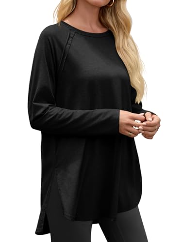 Cicy Bell Womens Long Sleeve Tunic Tops Side Slit Crew Neck Oversized T Shirts Fall Casual Loose Fit Basic Tees Shirts3