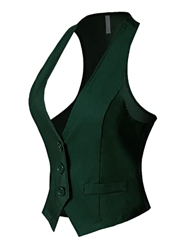 Design By Olivia Women's Dressy Casual Versatile Racerback Vest Tuxedo Suit Waistcoat Hunter Green 1Xl #TOP1