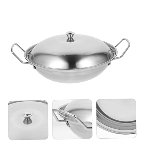 Wok de acero inoxidable con doble asa para cocina miniatura 6