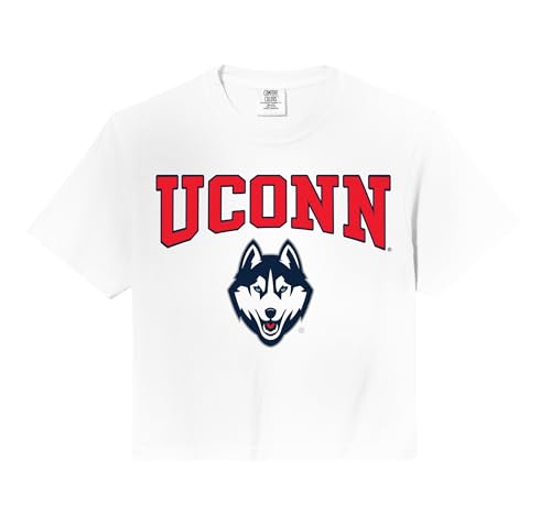 Connecticut Huskies Arch Logo White Officially Licensed Comfort Colors Crop Top