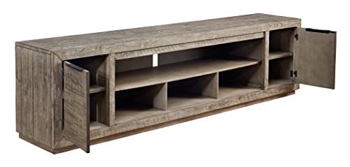 Signature Design By Ashley Krystanza Rustic Tv Stand Fits Tvs Up To 90", 2 Cabinets And Shelves For Storage, Brown #TOP2