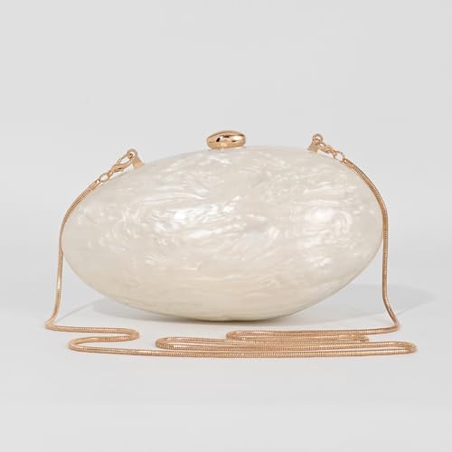 Image of Pearl Clutch Purses For Women,Shell Acrylic Handbags Evening Bag Purse Small Shoulder Crossbody Bags Wedding Designer