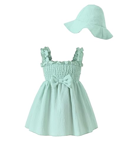 Image of Renotemy Baby Girl Dress Summer Outfits Toddler Girls Clothes Boho Casual Sundress Infant Flower Dresses with Cute Hat