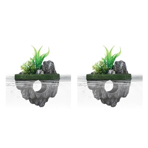 Image of Toddmomy 2 Pack Floating Aquarium Decorations Realistic Rock Ornament Fish Tank Landscape Hideout for Betta and Small Fish 5.11X5.51X2.75In