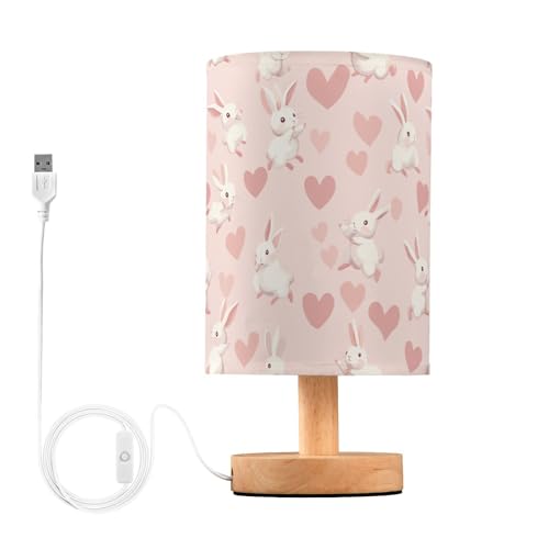 Lámpara de mesa infantil con conejo blanco lindo miniatura 1