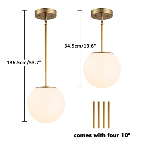 Gold Globe Pendant Light, Acrylic Opal Shade, Modern Hanging Fixture by DALIVOL - Used condition - Image 7