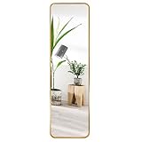 EXYGLO Espejo Pared Cuerpo Entero de 119x35 cm, Espejo de Cuerpo Entero Oro, para Baño, Salon, Habitacion y Recibidor, Aleación de Aluminio