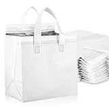 Ubamdom 20 Pack Insulated Take Away Bags, Small Insulated Cooler Bag Grocery Bags, Insulated Grocery Bag for Hot&Cold Food, Food Delivery, 9.4 x 9.4 x 5.9 Inches(White)