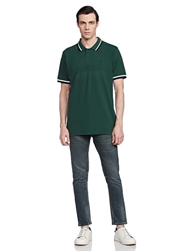 Image of Colorplus Men's Cotton Blend Solid Pattern Tailored Fit Polo Neck Half Sleeve Casual T-Shirt