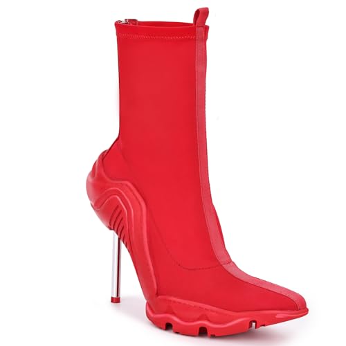 Womens High Heel Ankle Boots Pointed Toe Stiletto Boot Heels Zipper Comfortable Dress Shoes with Zipper for Wedding Evening Party Club