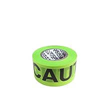 NO Adhesive, Presco HI-VIZ Printed Barricade Tape 3 mil Thick PVC, 3 in. x 500 ft. Neon Lime Green with Black "Caution" Printing