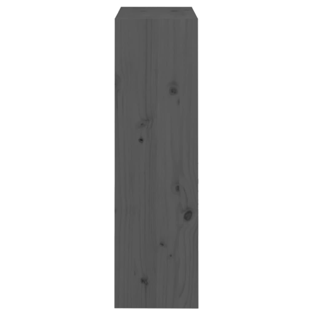Bücherregal aus massivem Kiefernholz, Grau, 60x30x103,5 cm, 3 geräumige Fächer für Bücher und Dekoration, auch als Raumteiler nutzbar, pflegeleicht mit feuchtem Tuch