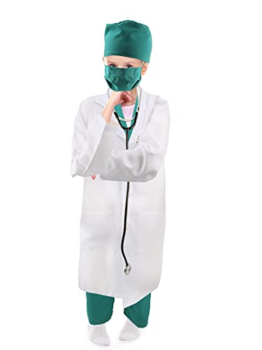 Puteraya Kids Doctor Costume Set Surgical Doctor Suit Uniform With Stethoscope Toys For Boys Girls Dress Up Halloween Cosplay (Doctor Costume Set 1, 12-16 Years(150-170 Cm)) #TOP4