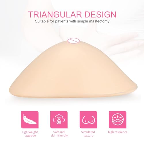 Triangle Lightweight Silicone Breast Forms, Concave Breast Prosthesis Bra Inserts for Mastectomy Swimming Cosplay(1 Piece)4