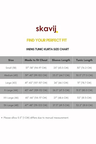Image of SKAVIJ Men's Cotton Embroidered Kurta Shirt - Long Sleeve Traditional Indian Tunic for Casual