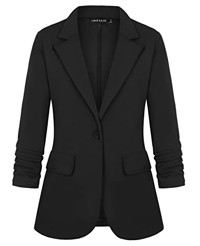 MINTLIMIT Womens Blazer 3/4 Sleeve Lapel Collar Business Work Blazers One Button Casual Jackets with Pockets