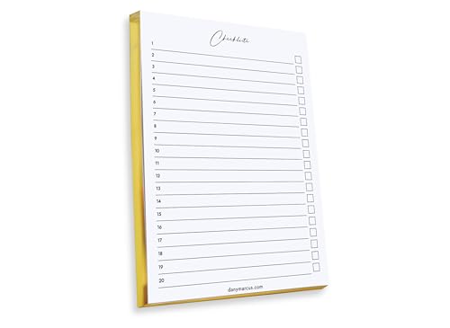 Dany Marcus Checkliste mit Goldschnitt, Aufgabenplaner mit Gold, To-Do-Liste, Liste zum Abhaken, DIN A5 hoch, 80 Blatt