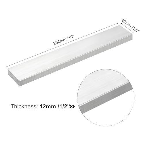 Image of uxcell Square Aluminum Flat Bar, 1 /2 inch Thick 1.6 inch Width 10 inch Length Square Aluminum Bar 6061 Aluminum Flat Plate, 12 x 40 x 254mm T6511 Solid New Mill Stock for Industrial Building