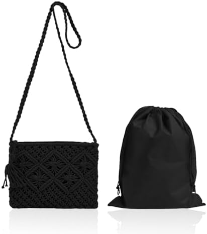 Bolso De Hombro De Algodón Con Flecos y Cordón, Tejido en Tela - ...