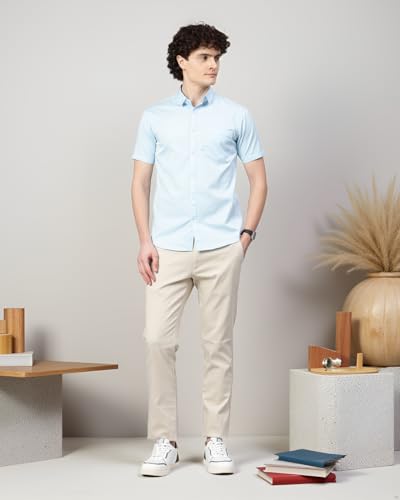 Image of Majestic Man Slim Fit Pure Cotton Half Sleeve Solid Casual Shirt