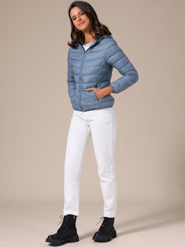 Allegra K Women's Packable Puffer Jacket Short Down Coat Hooded Winter Ultra Light Jackets Outerwear3