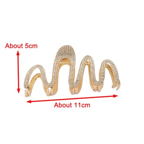 Image of Diversa Rhinestone Golden Claw Clip, Embellished Korean Clutcher, Non- Slip Metal Claw Clip for Girls, Fancy Clutcher for Women, Pack of 1 (ZIG ZAG CLA)