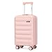 Bordlite Cabin Suitcase 55x34x21cm – Lightweight 2.27kg ABS Hard Shell Overhead Hand Luggage with 4 Double Spinner Wheels, Built-in Combination Lock & Telescopic Handle – Pink