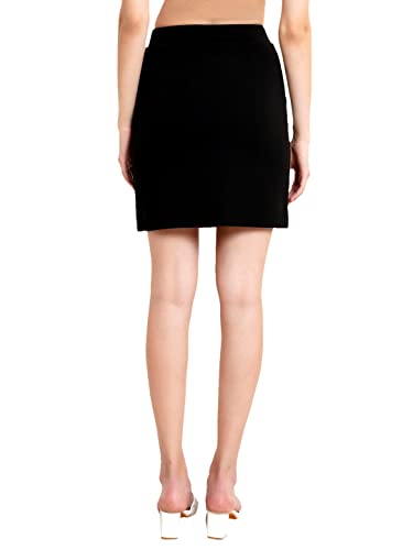 Image of POPWINGS Casual Solid Front Slit Button Styling Pencil Skirt for Women || Formal Mini Pencil Skirt for Women || Stylish Women Pencil Skirt for Summer || Above Knee-Length Skirt for Women