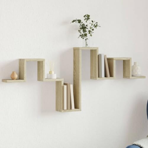Étagère murale chêne Sonoma pour optimiser les petits espaces muraux