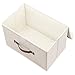 TYEERS Foldable Storage Boxes with Lids 5 Pack Fabric Storage Bins with Lids, Closet Organizers for Clothes Storage, Room Organization, Office Storage, Toys - Beige