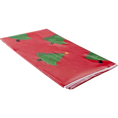 Juvale Plastic Tablecloths For Holiday Party, Christmas Tree Design (54 X 108 In, 6 Pack) #TOP4