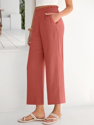 Image of ANRABESS Womens Wide Leg Palazzo Pants Summer Beach High Waisted Cropped Flowy Pants 2026 Dressy Casual Trousers with Pockets