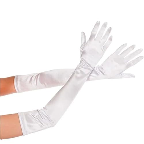 Guantes largos de satén rojos para mujer pack de 2 pares hasta el codo para ópera 2