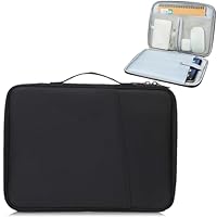 PIWOSGOL Tablet Tasche 9-11 Zoll Hülle Kompatibel mit iPad Pro/Air 11, iPad A16 2025/2024/10.Gen 10,9, Galaxy Tab A9+/S9 FE, Mit Griff, Schutzhülle Gepolstert mit Zubehörfach, Schwarz