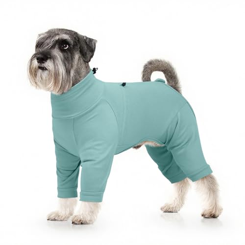 Image of Adjustable Recovery Suit for Small Dogs, Dog Pajamas, Green, S | Surgical Recovery Suit for Dogs Female Male, Zipper On 4 Leg Long Sleeve Dog Pajamas Onesie for Shedding Anti-Licking Wound