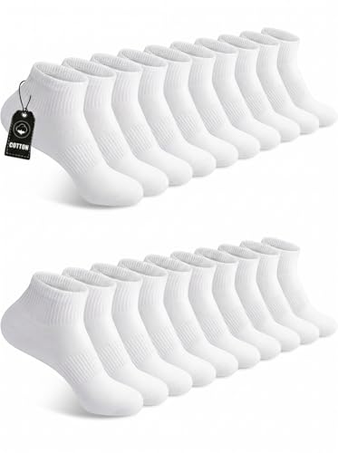 Image of YSense 10 Pairs Womens Ankle Socks Cotton Quarter Socks Women Men | Cushioned for Running Athletic Casual, Breathable Moisture-Wicking, Toe Seamless