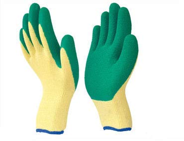 RICHBELLS Green on Yellow Industrial Safety Nylon Anti-Cut Resistant Hand Gloves(1 Pair)