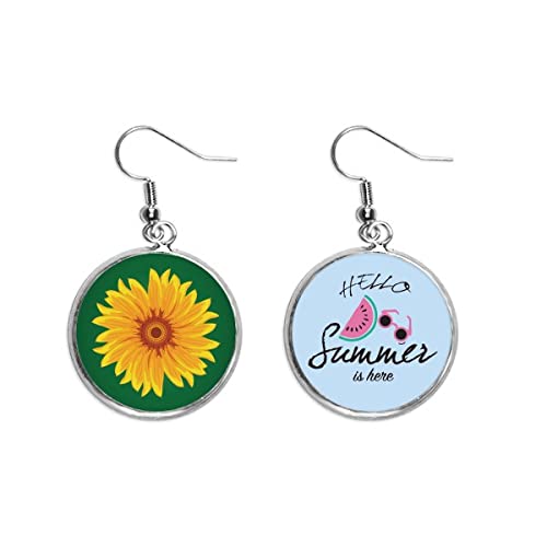 Pendientes de girasol amarillo planta flor y sandía de verano para lóbulo