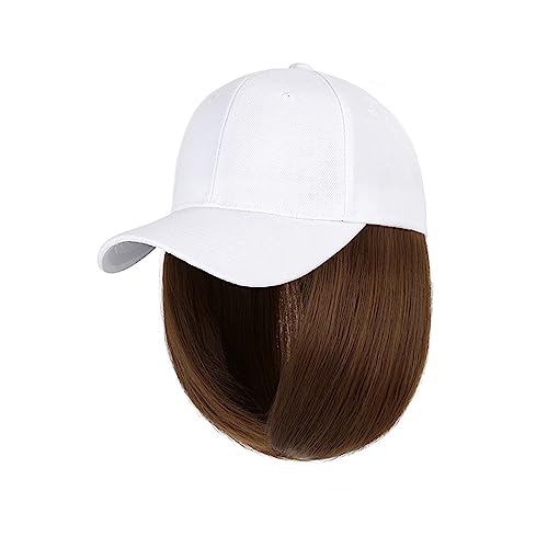 JUNXIAN Wig Cap Synthetic Baseball Cap Wig Short Wig Black Hat Wigs Cap with Hair Bob Hair Baseball Cap Adjustable Wig Hat(10)