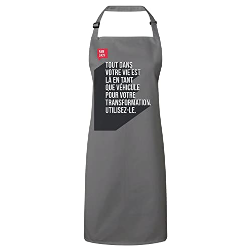 Tablier Cuisine Ram Dass pour cuisiner sans taches et rester zen avec sa citation