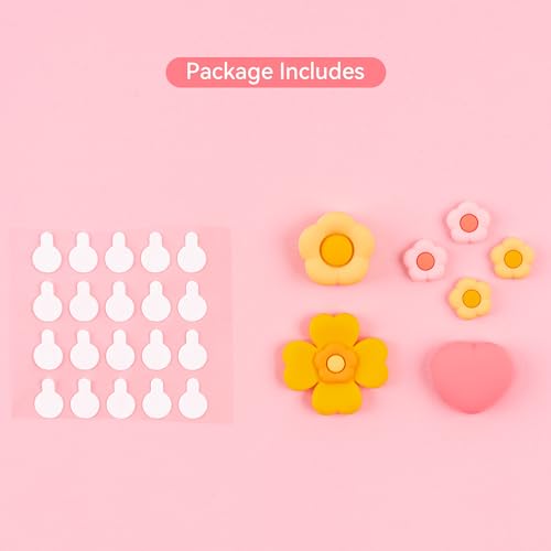 Image of GeekShare Cross D-Pad Button Caps Thumb Grips Set,Silicone ABXY Key Buttons Sticker Compatible with Switch /OLED Joy Con (Pink & Yellow)