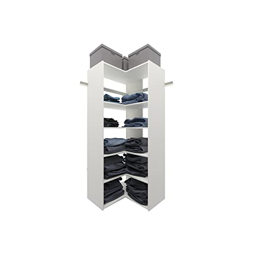 Solrig Closet System Corner Storage Kit, With Hanging Rod And All Hardware Kits, Adjustable Shelves, Need To Be Assembled, Manufactor Wood With White Color For Bedroom And Closet Room. #TOP5