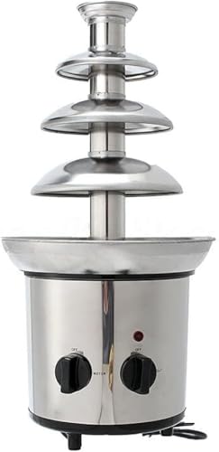 Stainless Steel 4 Tiers Chocolate Fountain Machine 1.8Kg Capacity Chocolate Fondue Waterfall Melting Tower Adjustable Temperature