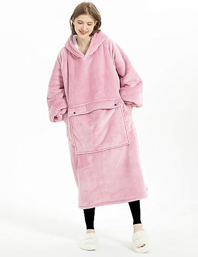 Image of KFUBUO Wearable Blanket Hoodie for Adults Sherpa All Patterns Oversized Sweatshirt Blanket with Pocket