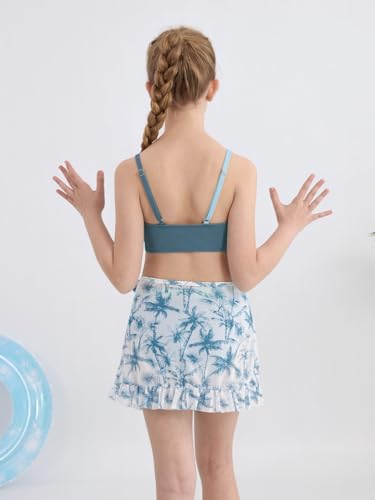 ESHOO Girls Swimsuits 3 Piece Bikini Bathing Suit Twist Cross Swimwear with Cover Up Beach Skirt Teen Girls for 9-16Y4